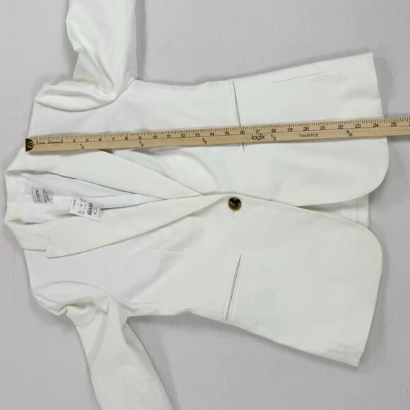 J Crew Factory Womens Linen Blend One Button Blazer Size 2 Petite White - Picture 15 of 16
